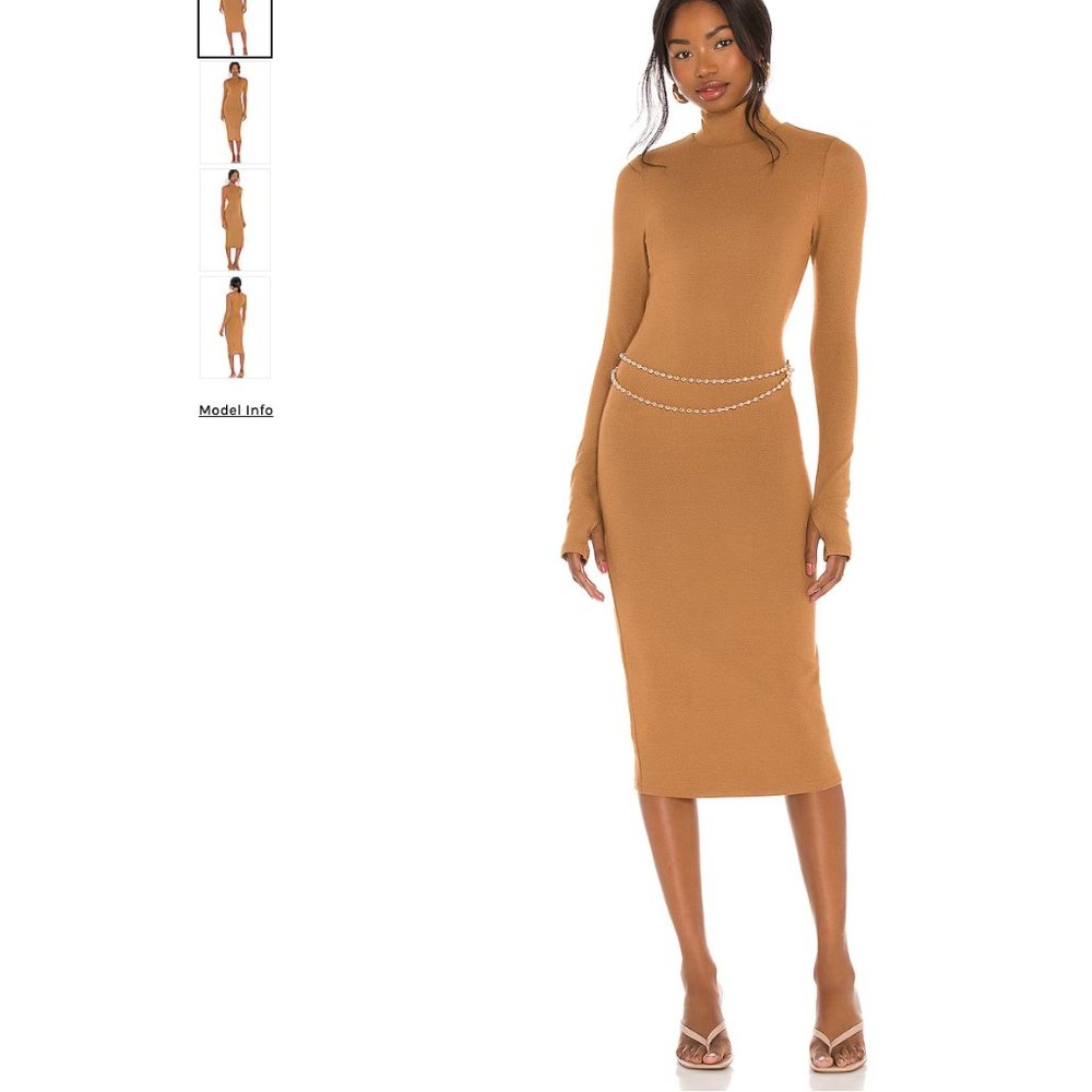 Alice + Olivia Delora Turtleneck Dress in Camel USA M | 6